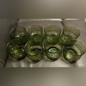 Set of 8 Green Textured green  Glasses